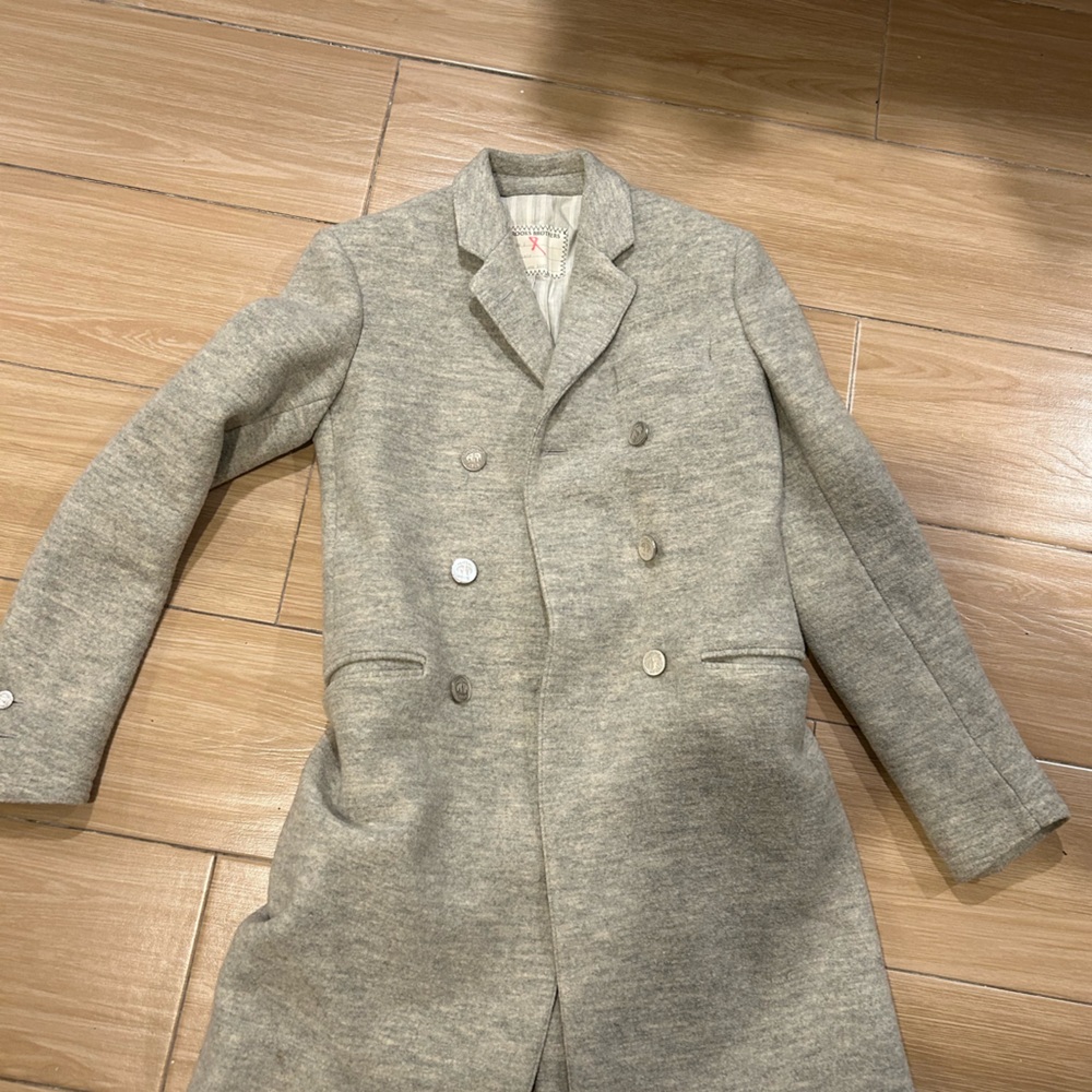 Brooks Brothers Gray Double-Breasted Wool Pea Coat